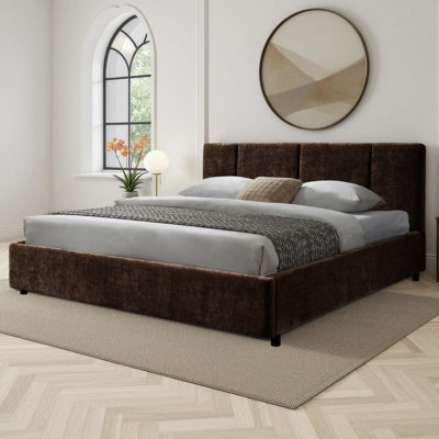 Venice Upholstered Platform Bed - Brown - King Size
