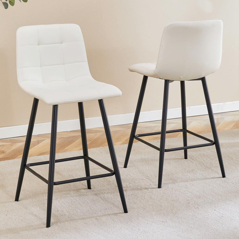 2-Piece Bar Stools (White+Black)