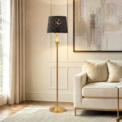 Lampadaire traditionnel Zeller 62,5 po avec ampoule à intensité variable à 3 positions et design à colonnes romaines