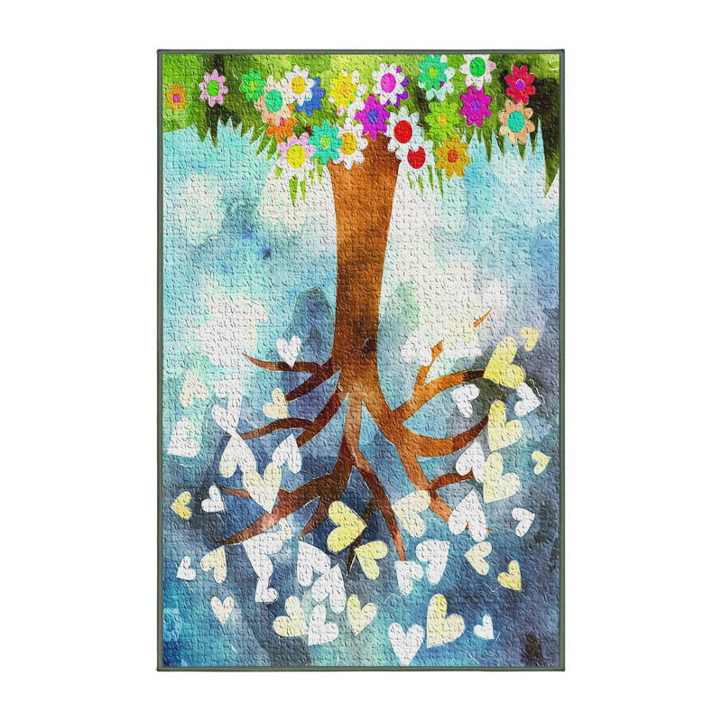 Tapis bleu marine aquarelle, Rectangle 3 pi x 5 pi
