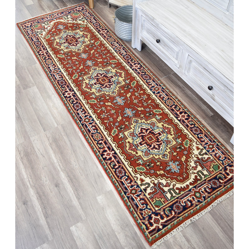 Tapis bordeaux Royal Heriz, Tapis de couloir 2 pi 6 po x 8 pi