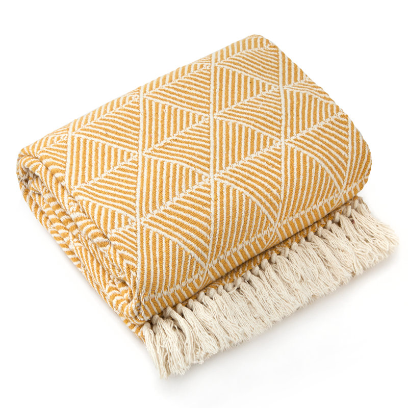  Zahra Blanket/Throw For Sofa Chair Bed Ochre, Yellow, 254cm x 178cm