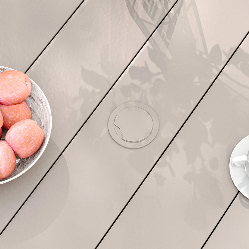 53" Patio Metal Round Dining Table, Cream