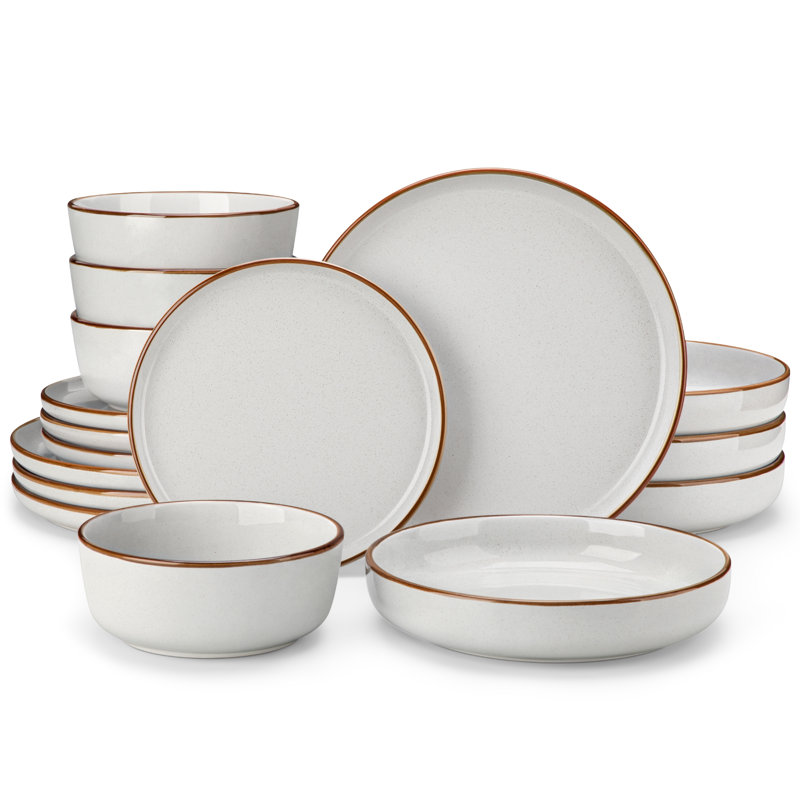 Loire 16 Piece Stoneware Dinnerware Set, Service For 4, Gray