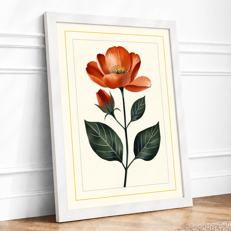 Red Blossom Study Botanical - Print, A1 - 84.1 x 59.4 cm, White