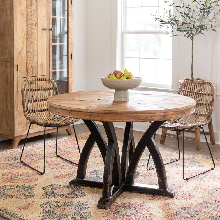 Rustic Modern Round Pine Wood Dining Table