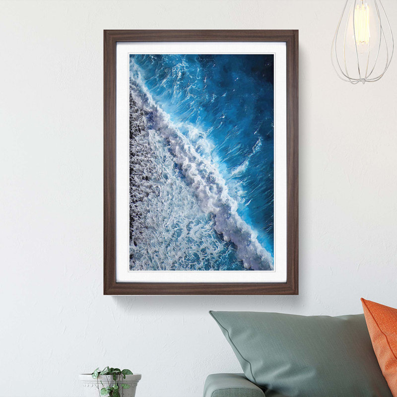 The Beauty of the Ocean in Abstract - Picture Frame Graphic Art Print, 65cm H x 48cm W x 2cm D, Walnut Framed