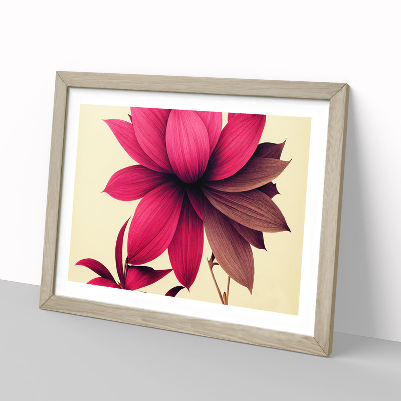 Blooming Flower - Single Picture Frame Print, 46cm H x 64cm W x 2cm D, Oak