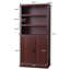 Grande bibliothèque de style champêtre de 191 cm (75,2 po), tablette à 6 niveaux, étagères ouvertes avec portes, bois de cerisier-1620745555