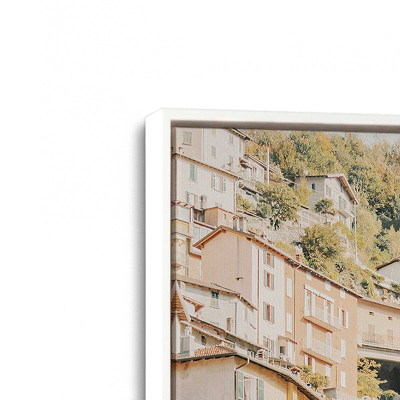 Village Reflections Rolled Canvas Print, 36.75" H x 24.75" W x 1.75" D, Opaque White Floater Framed