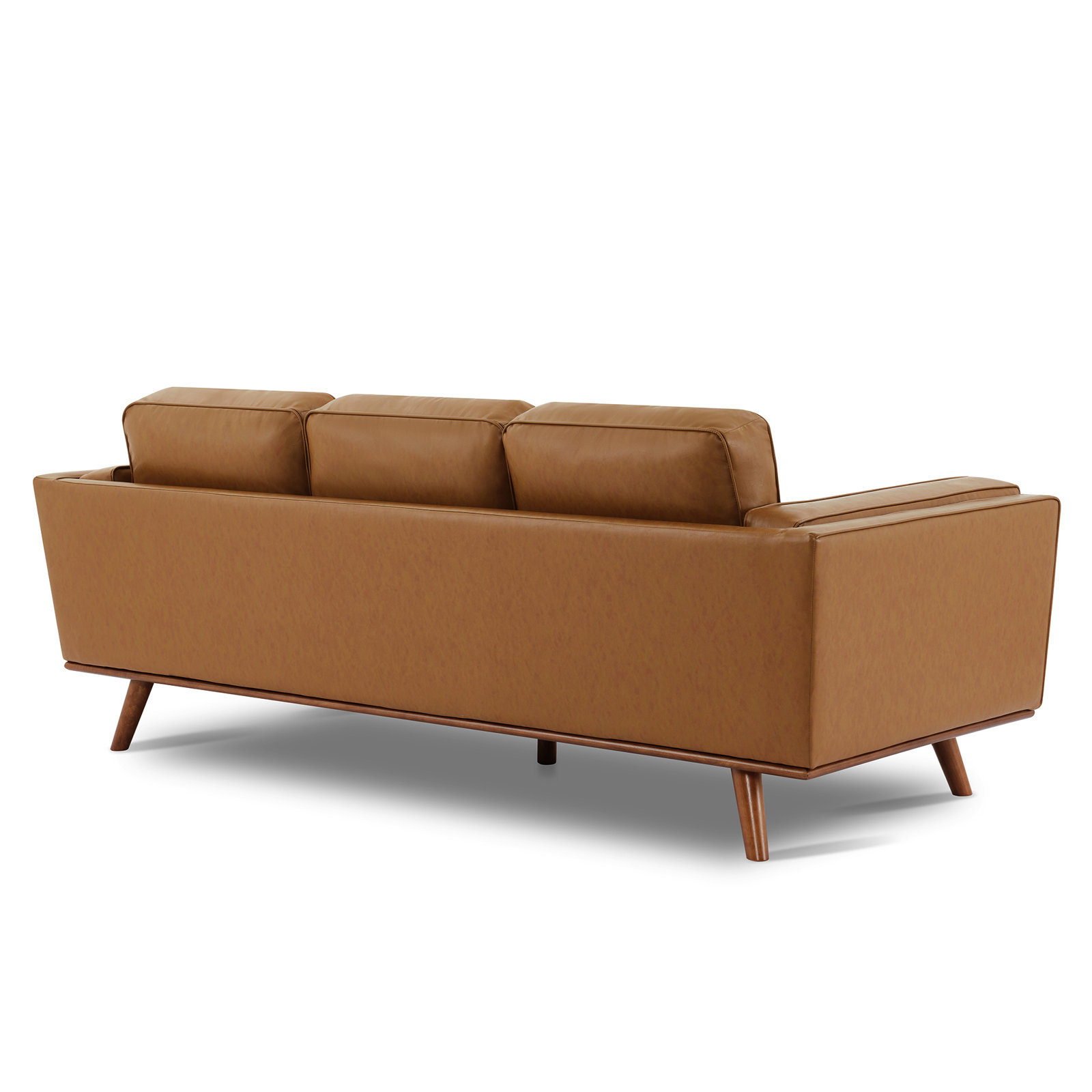 Reeves 84'' Vegan Leather Sofa, Mid Brown Performance Faux Leather