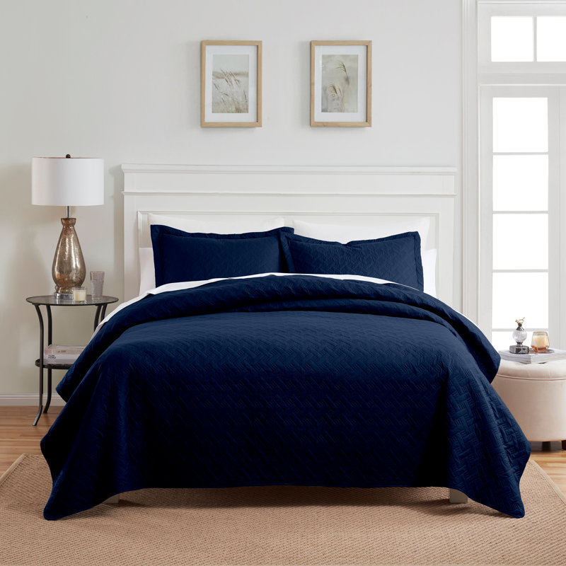 Ensemble de courtepointe pinsonic Dan River (3 pièces), Courtepointe simple avec taie décorative standard, Marine