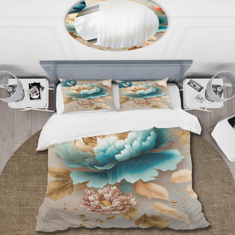Ensemble de housse de couette multicolore Blooming Flowers I - Floral, Housse de couette pour très grand lit et 2 très