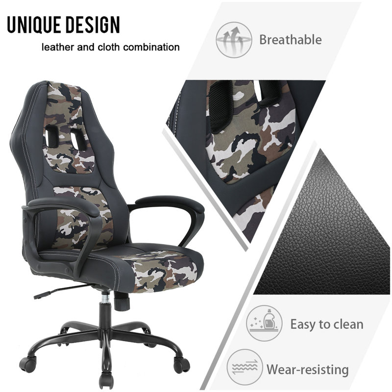 Gaming Chair Ergonomic Office Chair Computer Chair with Lumbar Support Ergonomic Pu Leather Adjustable Height Executive Chair for Women Men and Adults