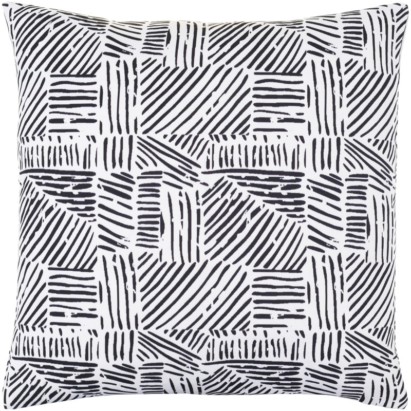 Baltimore Black and White Polyester Square Accent Pillow