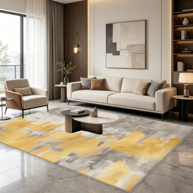 Grey Gold Abstract carpet-easy to clean, machine-washable, soft and comfortable; suitable for door mats, kitchens, living rooms, bedrooms, corridors, and laundry areas. Easy to clean, durable carpet for home decoration.