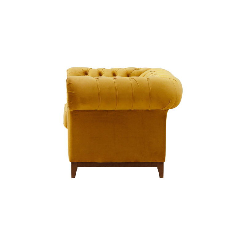 Frye Velvet Chesterfield Chair, Brown, Mustard