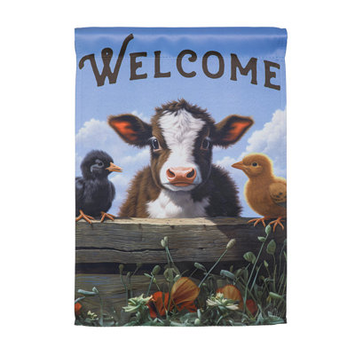 Drapeau de jardin Cow and Chicks