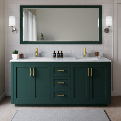 Miranda 72" Freestanding Double Bathroom Vanity with Marble Top with 70" Mirror