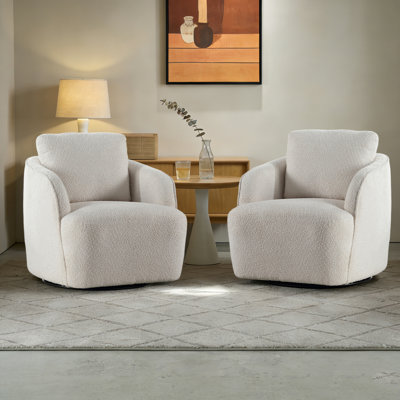 30.2" W Upholstered 360° Swivel Barrel Chair