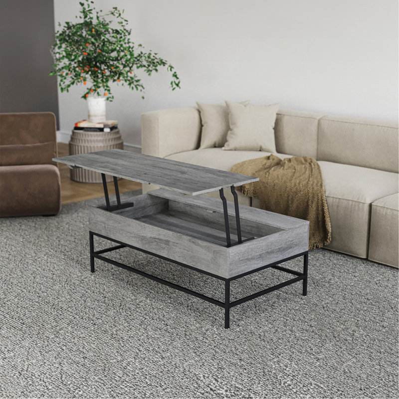 Élégante table basse à plateau relevable avec finition et design fonctionnel