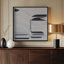 Balance I by Alma – Modern Black and White Abstract Wall Art with Blue Accents | 40"x40" | Black Frame