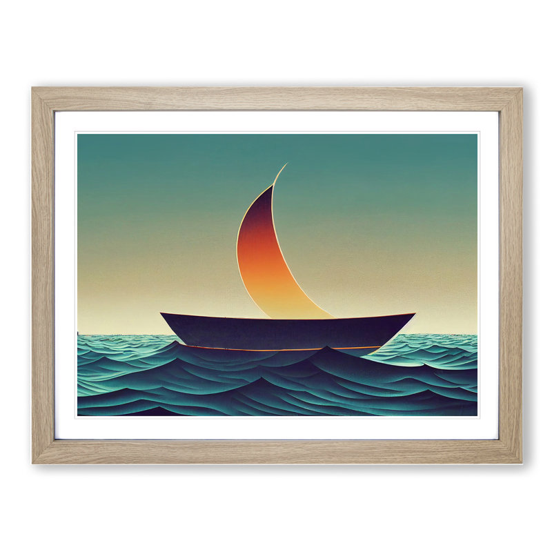 Glowing Sailing Boat - Framed Print
