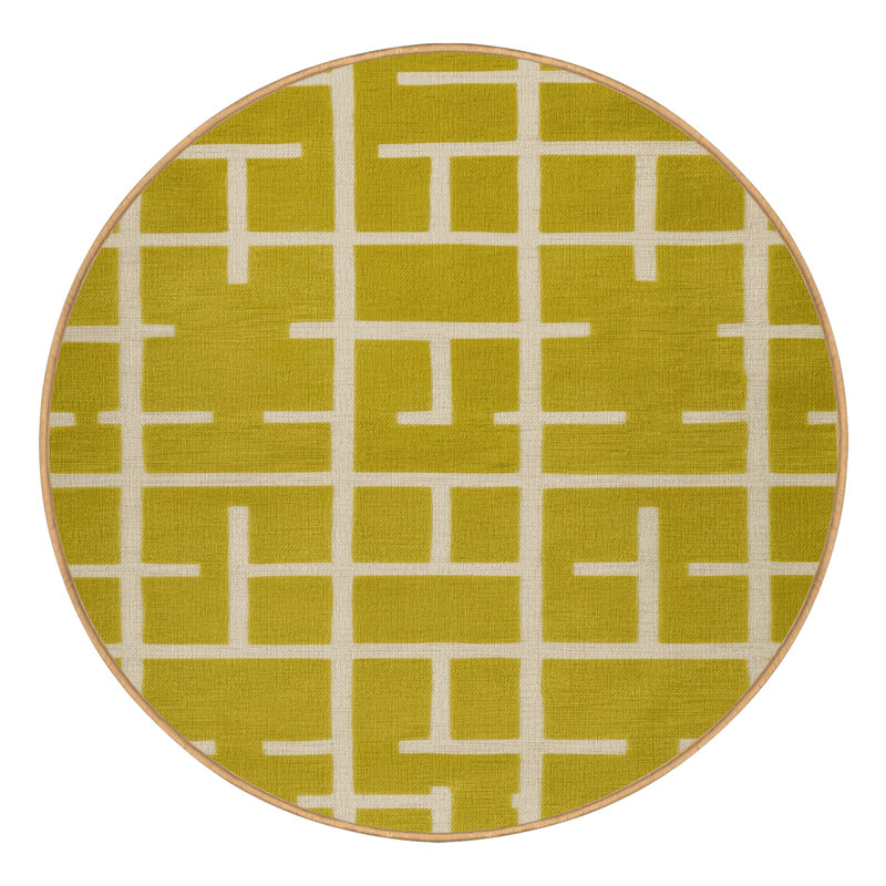 Tapis brun treillis lavable à la machine, Rond 4 pi