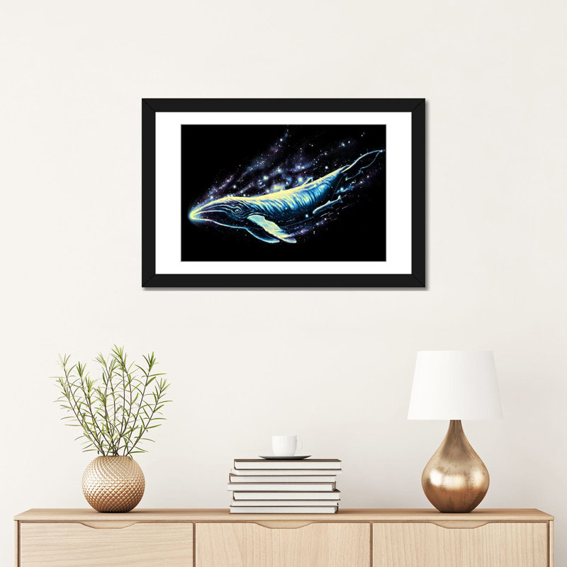 «Voyager II», impression sur toile, H 16 po x l 24 po x P 1 po, Papier d'art encadré noir, Blanc