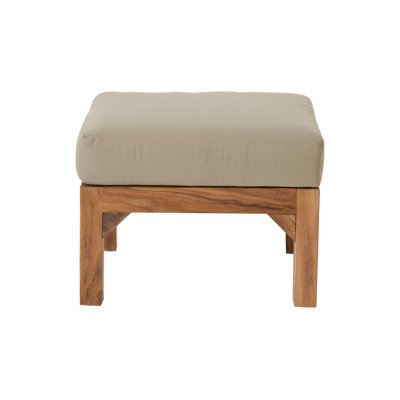 Repose-pieds extérieur en teck avec coussin Sunbrella