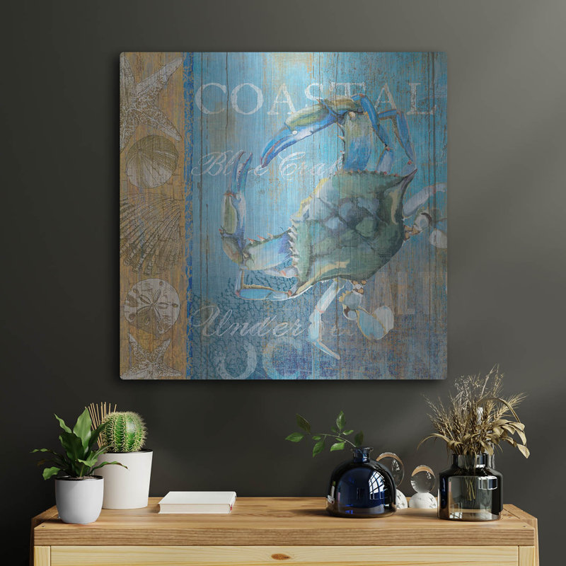  «Crab And Sea» par Art Licensing Studio, art mural en métal, 24 po x 24 po, H 24 po x l 24 po