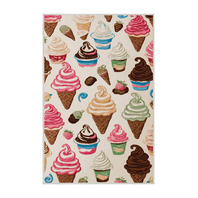 Washable Frozen yogurt Desserts Area Rug, Rectangle 6' x 9'