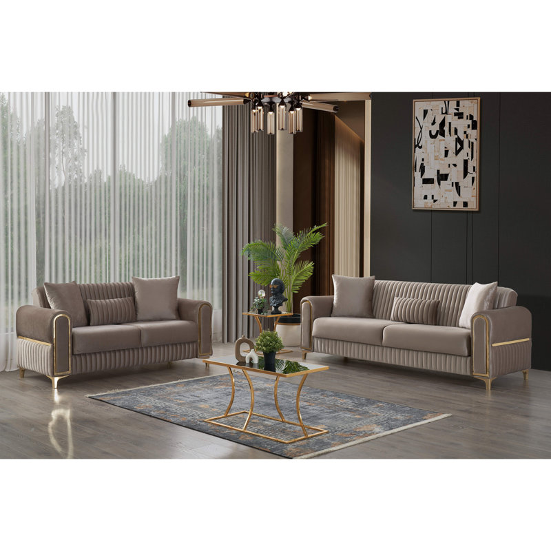Causeuse convertible Melody, Taupe, 2, H 32 po x l 68 po x P 33 po