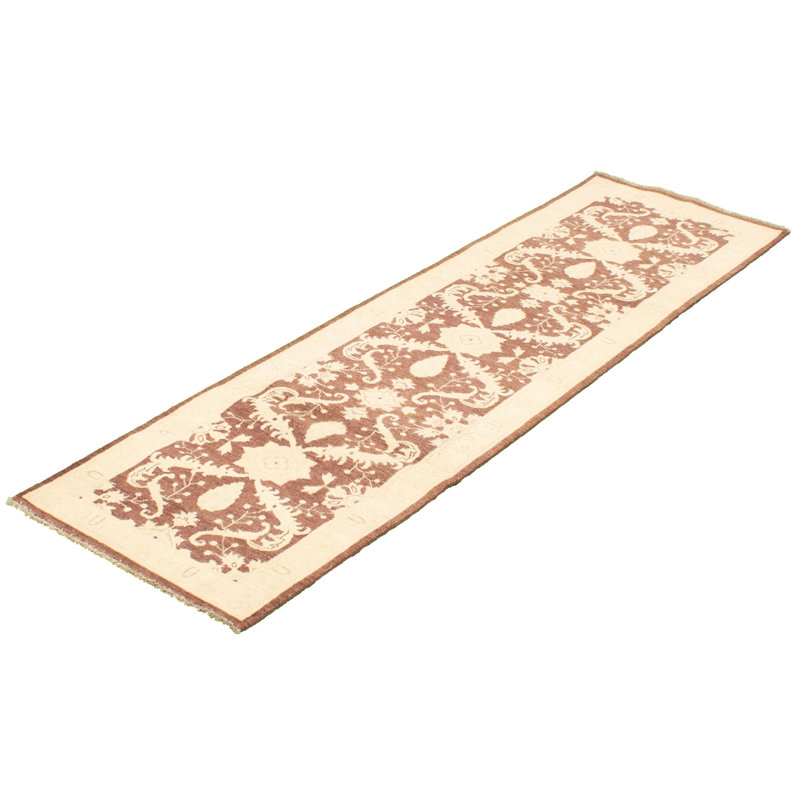 Tapis de couloir en laine noué à la main de conception unique noué à la main New Age 2 pi 8 po x 9 pi 8 po Tapis décoratif beige