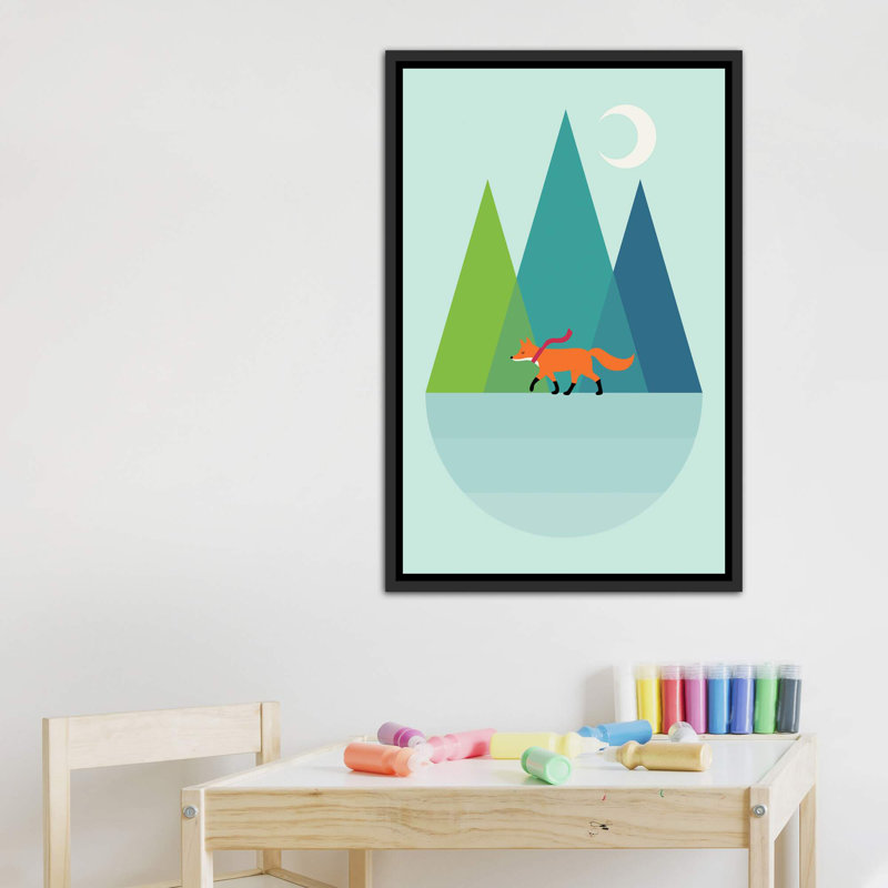 «Walk Alone» par Andy Westface - impression d'art graphique, Pas de tapis, Toile avec cadre noir patiné