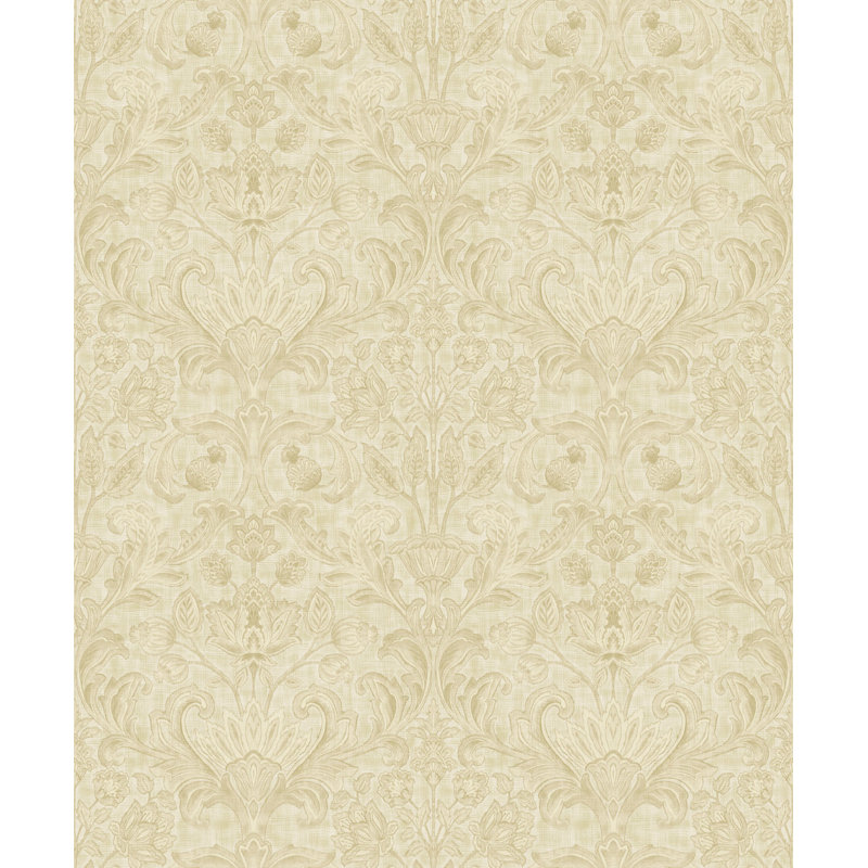 Elegance Collection Damask Sheen Finish Wallpaper Roll, Beige