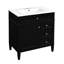 Meuble-lavabo moderne de 30 po avec lavabo supérieur, 3 tiroirs, organisateur de porte d'armoire, poignées texturées et pieds romains exquis pour un rangement spacieux