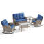 Cet ensemble de conversation d'extérieur fabriqué à la main 5 pièces confère à votre porche ou à votre patio un charme intemporel et une élégance naturelle. L'ensemble comprend une causeuse coulissante, 2 fauteuils à bascule classiques, une table d'appoint et une table basse, en osier de polyéthylène tissé à la main jumelé à une courbure-9679665-30822257