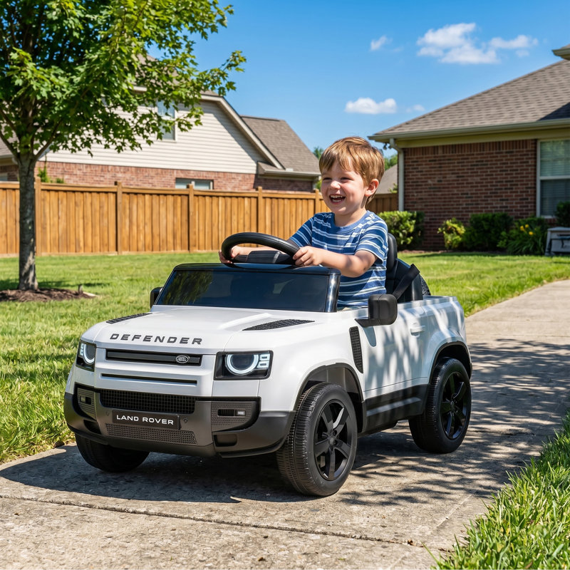 Voiture 12V Ride on Car avec télécommande Land Rover, suspension, blanc, Blanc