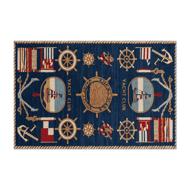 Transportation Blue Indoor and Outdoor Area Rug, Rectangle 2' x 3'