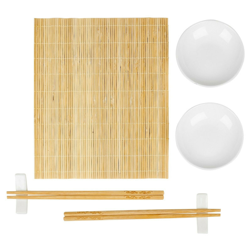 7Pc Sushi Set Round White