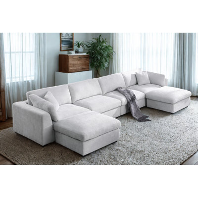 Luis Upholstered Wide Modular Sofa 4-seat With 2-ottoman by Latitude Run