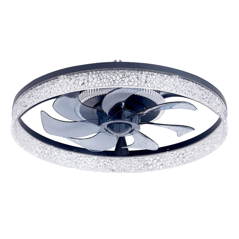 RGB Ceiling Fan With Lights, 19" Fandelier Low Profile Ceiling Fan, 3000K-6000K Dimmable & RGB Modern Flush Mount LED Ceiling Fan Light With Remote Control For Bedroom