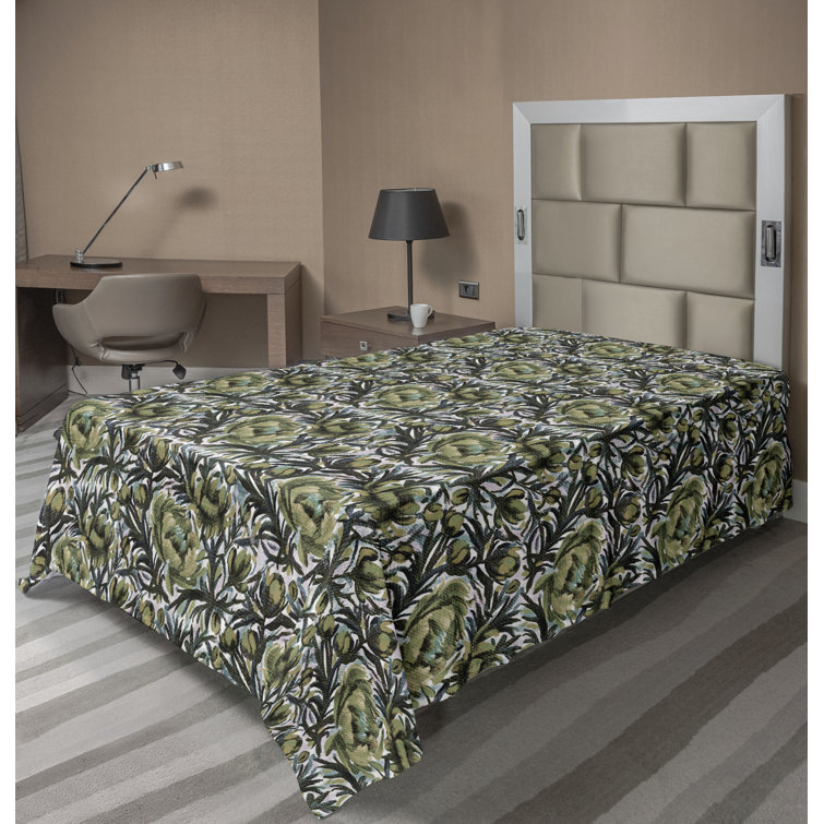 Drap plat à motif floral bohème Ambesonne