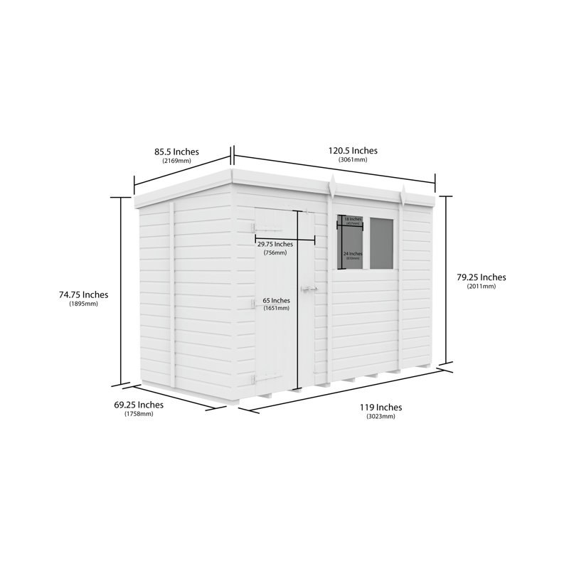 10x5 Pent Composite Shed