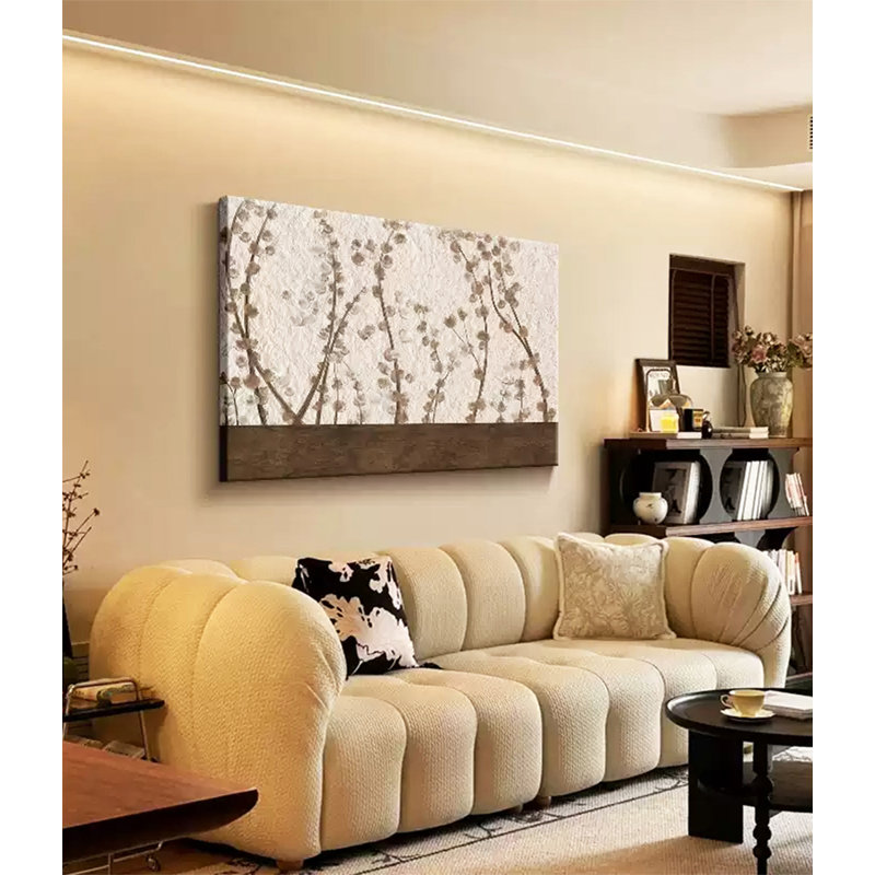 Décoration murale florale moderne à l'encre, panneau multicouche pour chambre à coucher