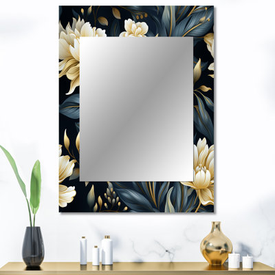 Beige And Blue Dahlia Retreat - Floral Mirror Wall Decor