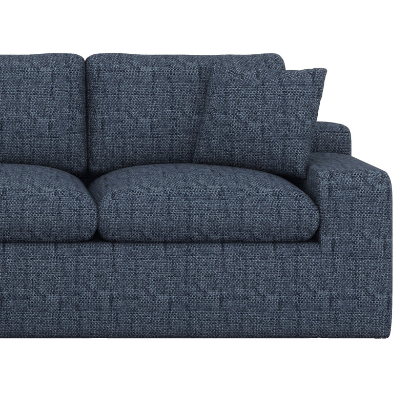 Canapé modulaire Cloud, canapé en chenille double couche avec assise profonde et poches latérales, Bleu