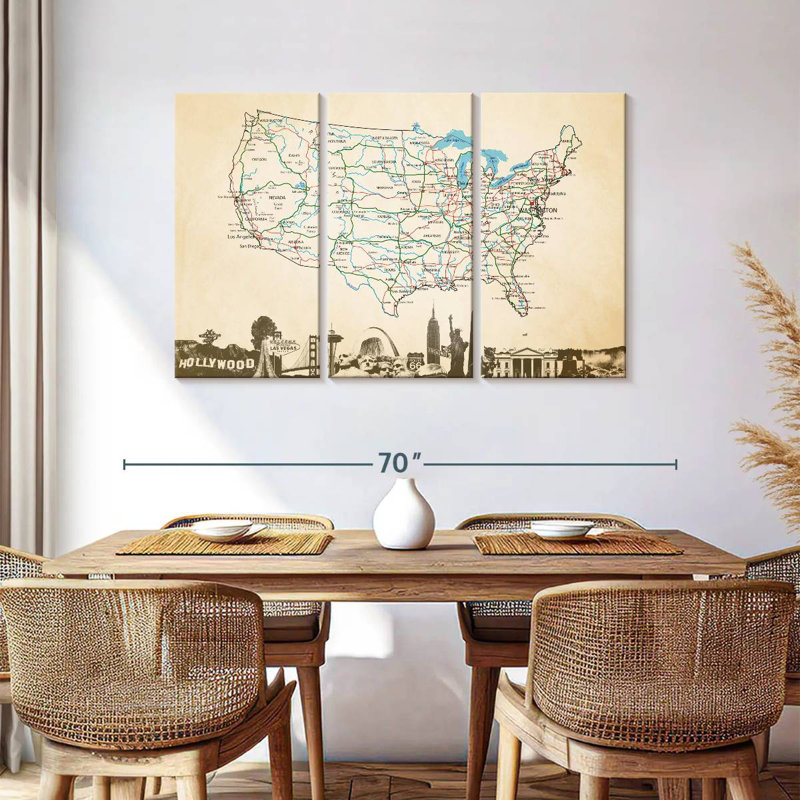 Aliaz Classic USA Map, 36" H x 57" W