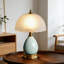 Lampe de table en céramique avec abat-jour en verre givré, lampe de chevet à intensité variable pour la chambre à coucher et le salon, comprend une ampoule E26 et un cordon de 6 pieds